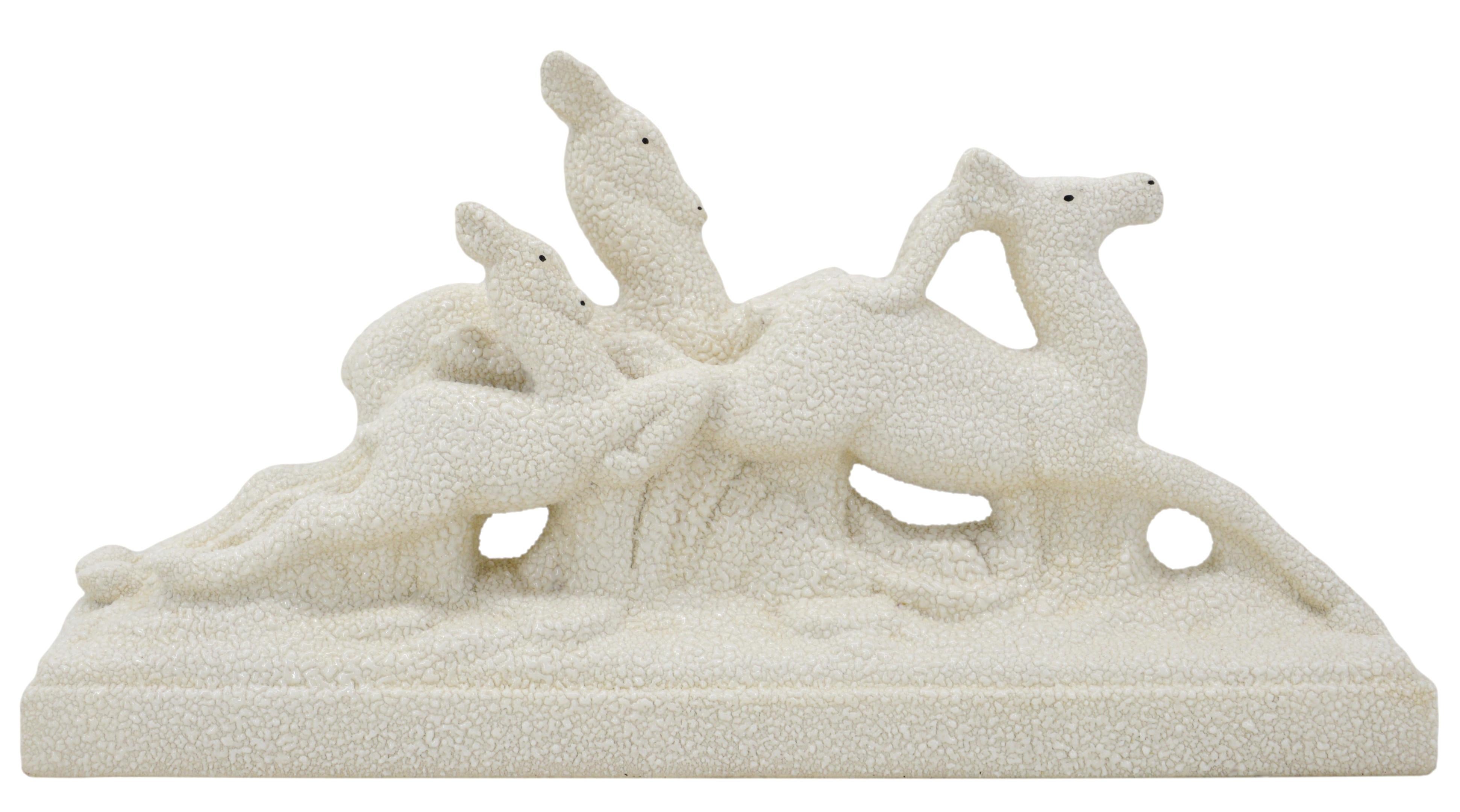 Ceramica Famiglia di antilopi Art Deco francese Berlot-Mussier ODYV, 1920 in vendita