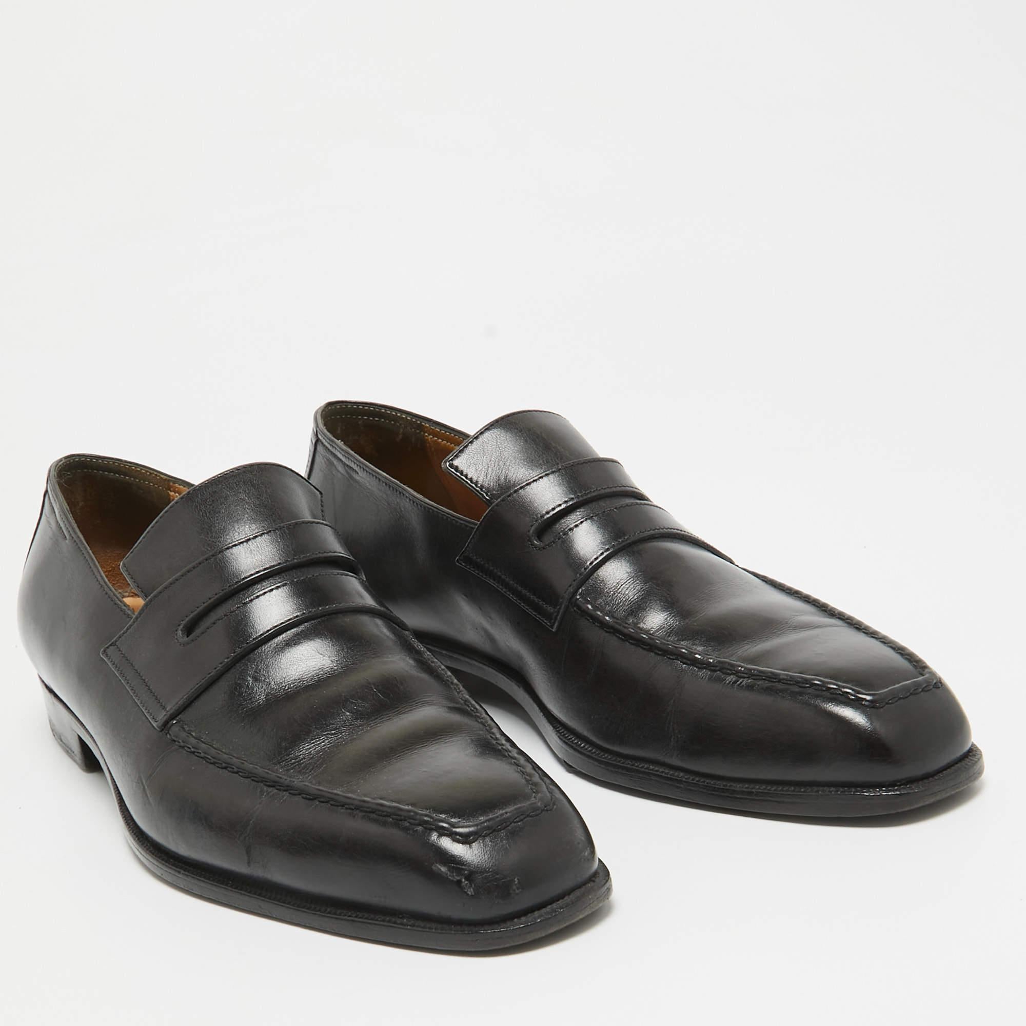 Men's Berluti Black Leather Penny Loafers Size 41