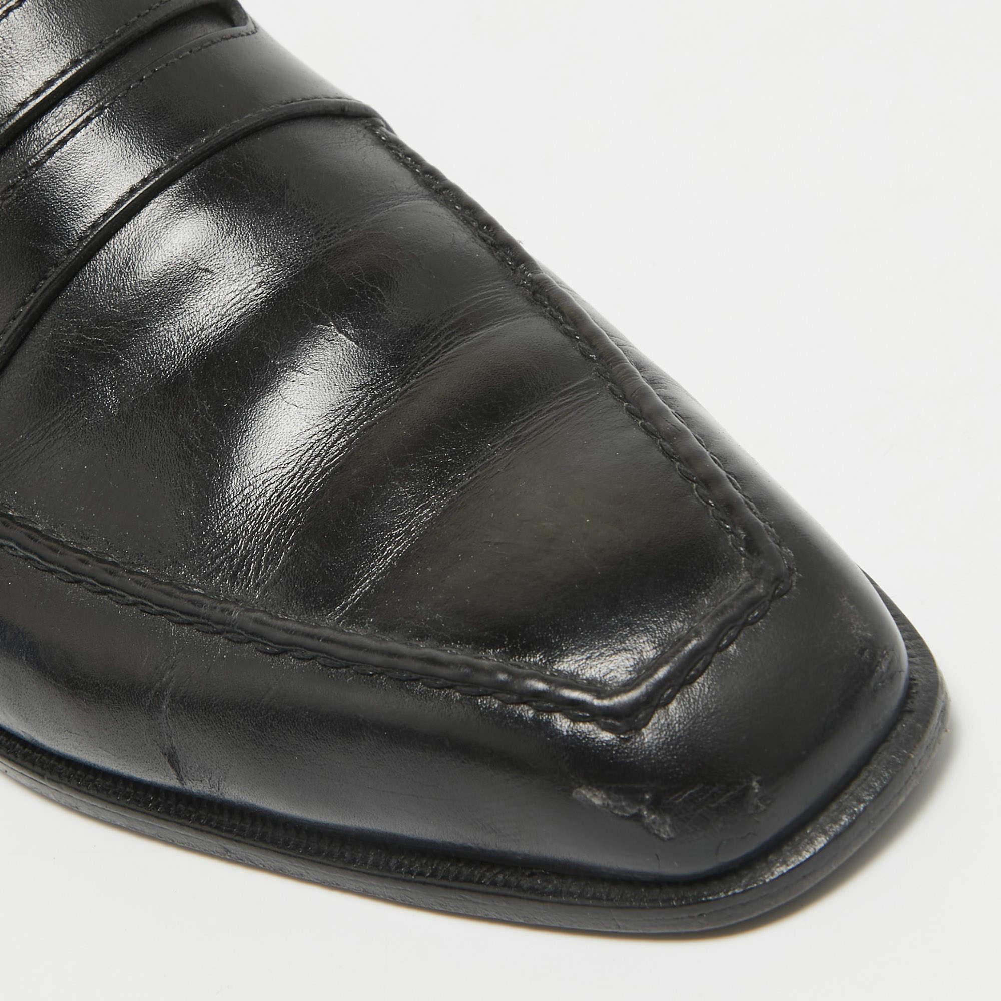 Berluti Black Leather Penny Loafers Size 41 3