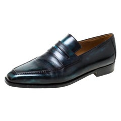 Berluti Black Leather Penny Loafers Size 42.5