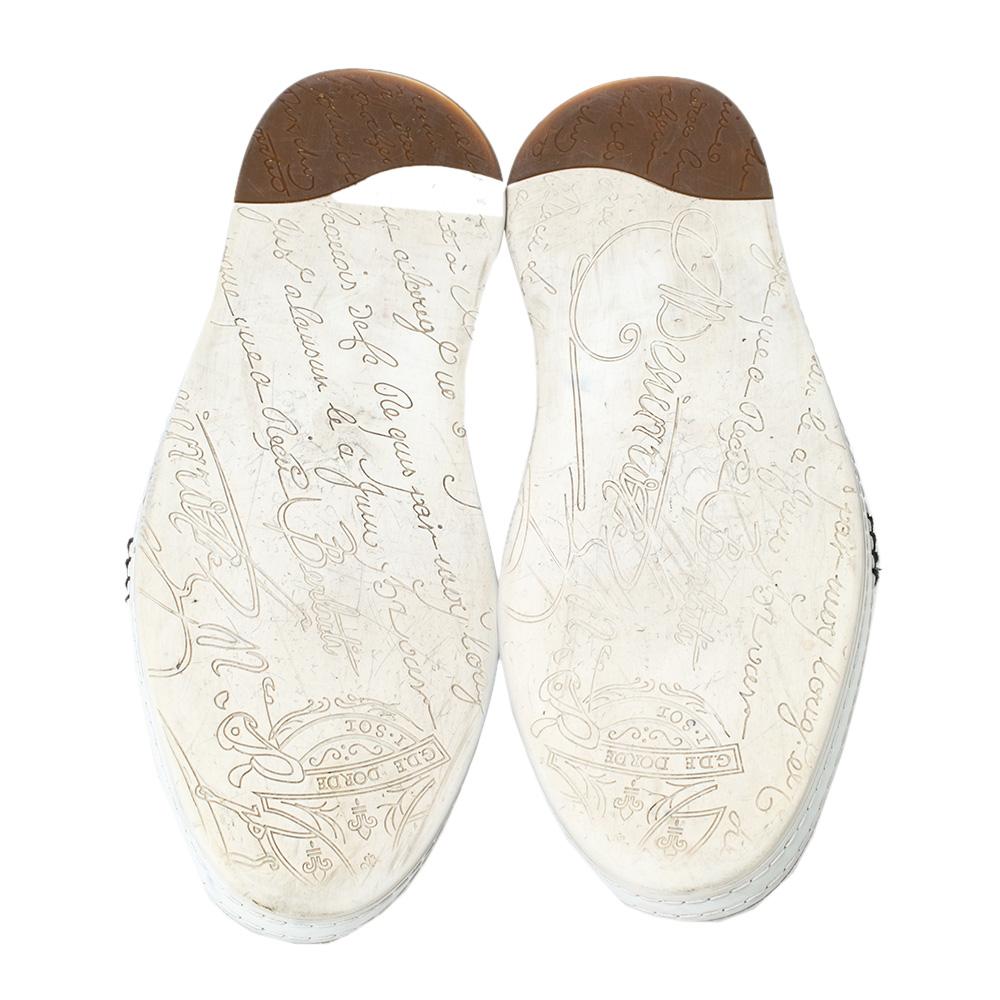 Berluti Black Leather Playtime Palermo Scritto Slip On Sneaker Size 43.5 In Good Condition In Dubai, Al Qouz 2