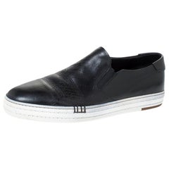 Berluti Black Leather Playtime Palermo Scritto Slip On Sneaker Size 43.5