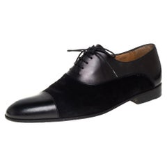 Berluti Black Suede And Leather Lace Up Oxford Size 44