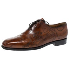 Berluti Brown Galet Scritto Leather Alessandro Oxfords Size 45