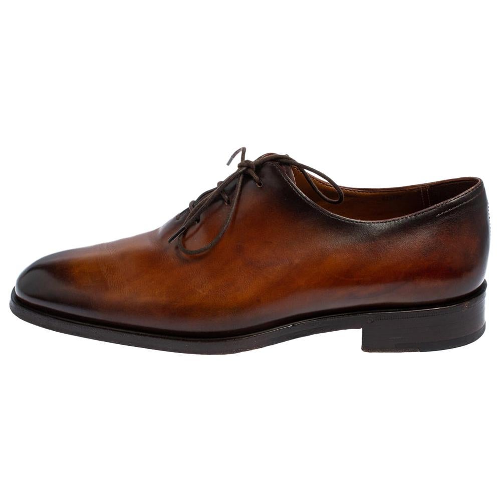 Berluti Brown Leather Alessandro Démesure Lace Up Oxford Size 40
