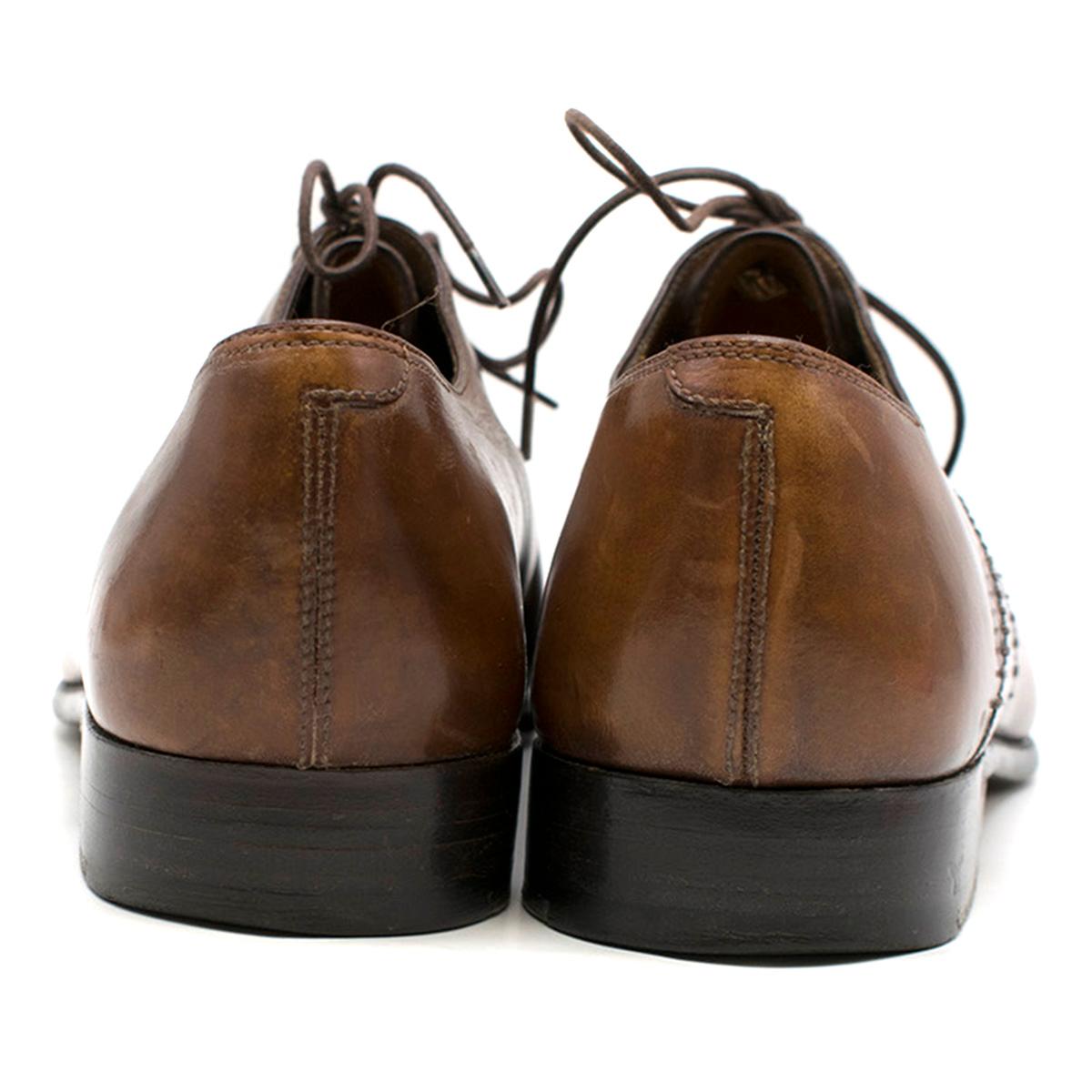 Berluti Brown Leather Derby Shoes SIZE 8 In Good Condition In London, GB