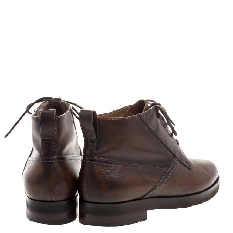 Berluti Brown Leather High Top Boots Size 41.5 For Sale at 1stDibs