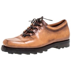 Berluti Brown Leather Lace Up Oxfords Size 41