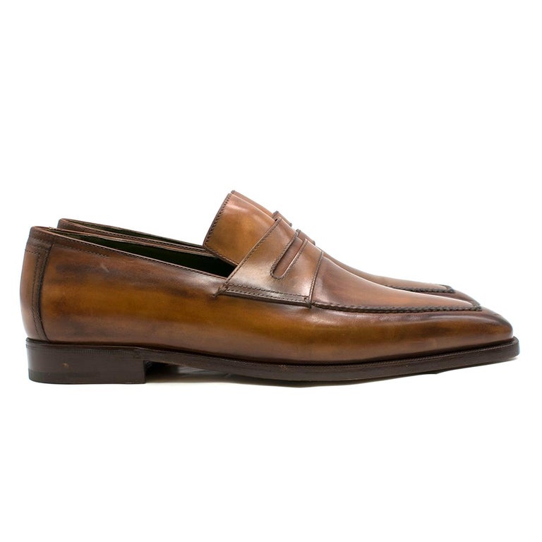 Berluti Brown Leather Loafers Size 8 at 1stDibs