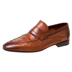 Berluti Brown Leather Lorenzo Loafers Size 42