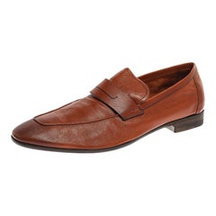 Berluti Brown Leather Lorenzo Loafers Size 42.5