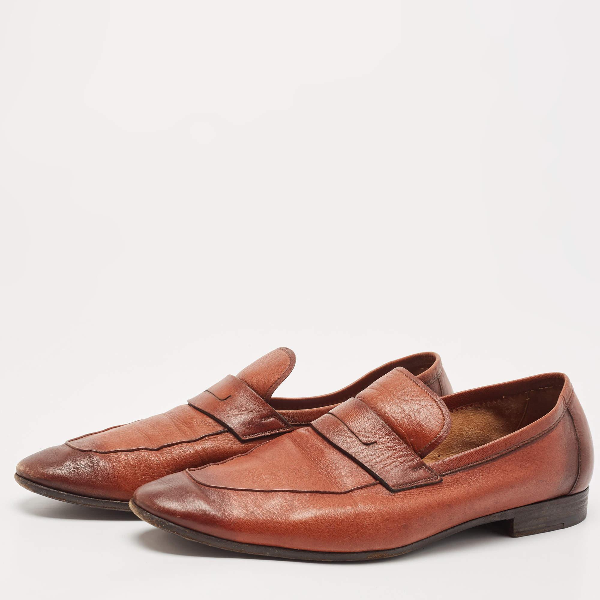 Berluti Brown Leather Lorenzo Loafers Size 43 3