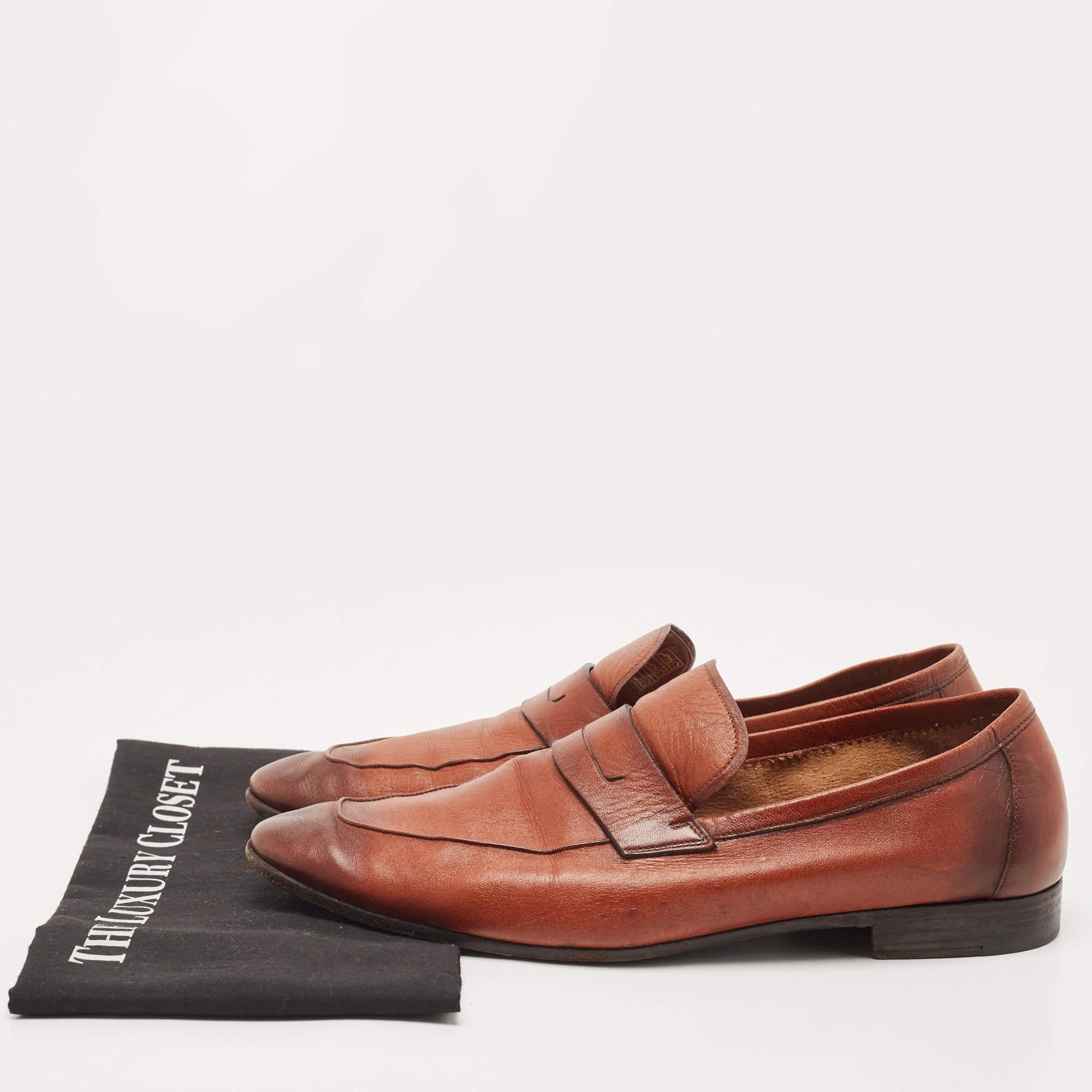 Berluti Brown Leather Lorenzo Loafers Size 43 5
