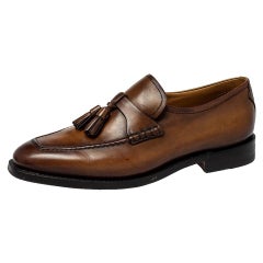 Berluti Brown Leather Tasseled Loafers Size 39