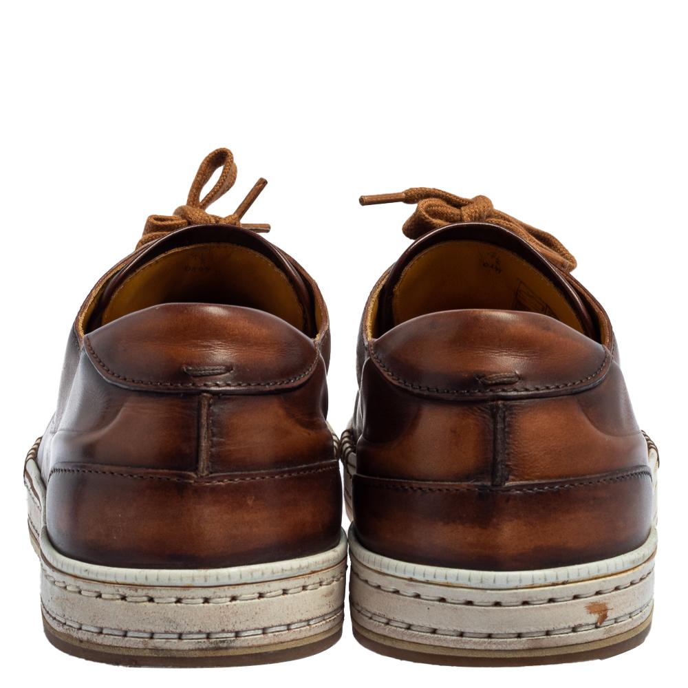 Berluti Brown Ombre Leather Playtime Low Top Sneakers Size 41.5 Bon état à Dubai, Al Qouz 2