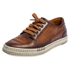 Berluti Brown Ombre Leather Playtime Low Top Sneakers Size 41.5