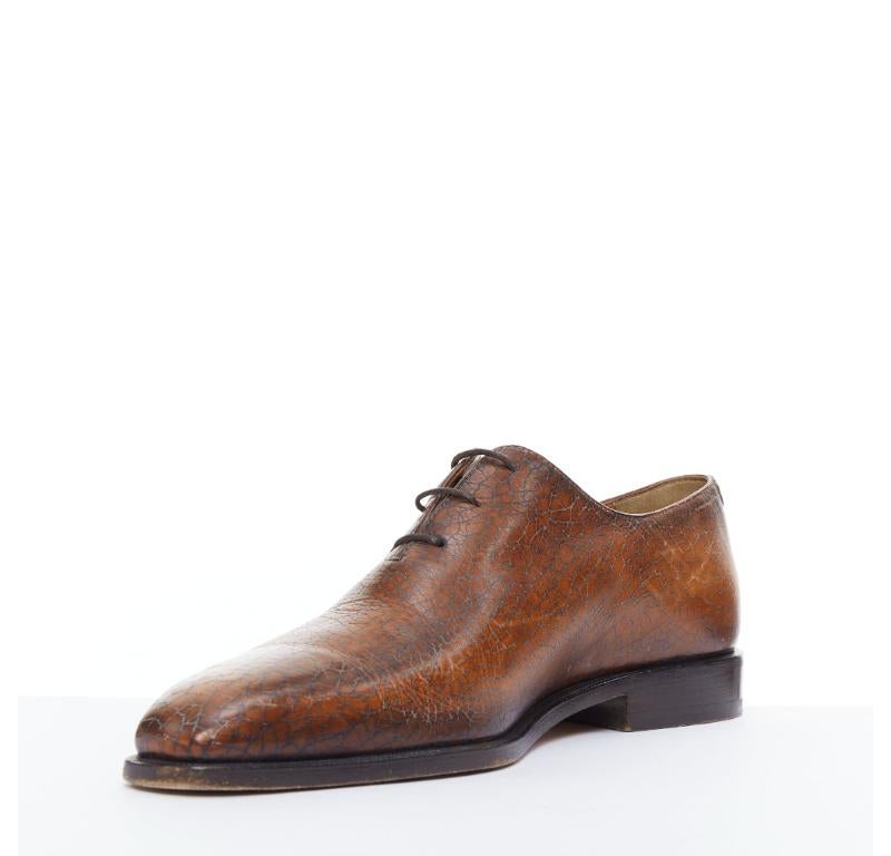 BERLUTI chaussures à lacets en cuir texturé marron UK7 EU41 Bon état à Hong Kong, NT