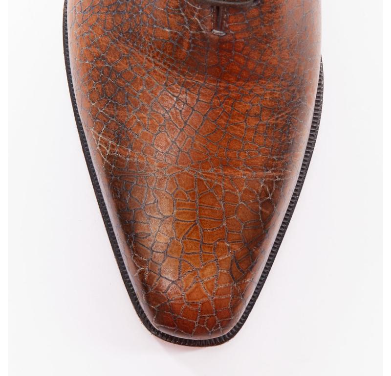 BERLUTI chaussures à lacets en cuir texturé marron UK7 EU41 1
