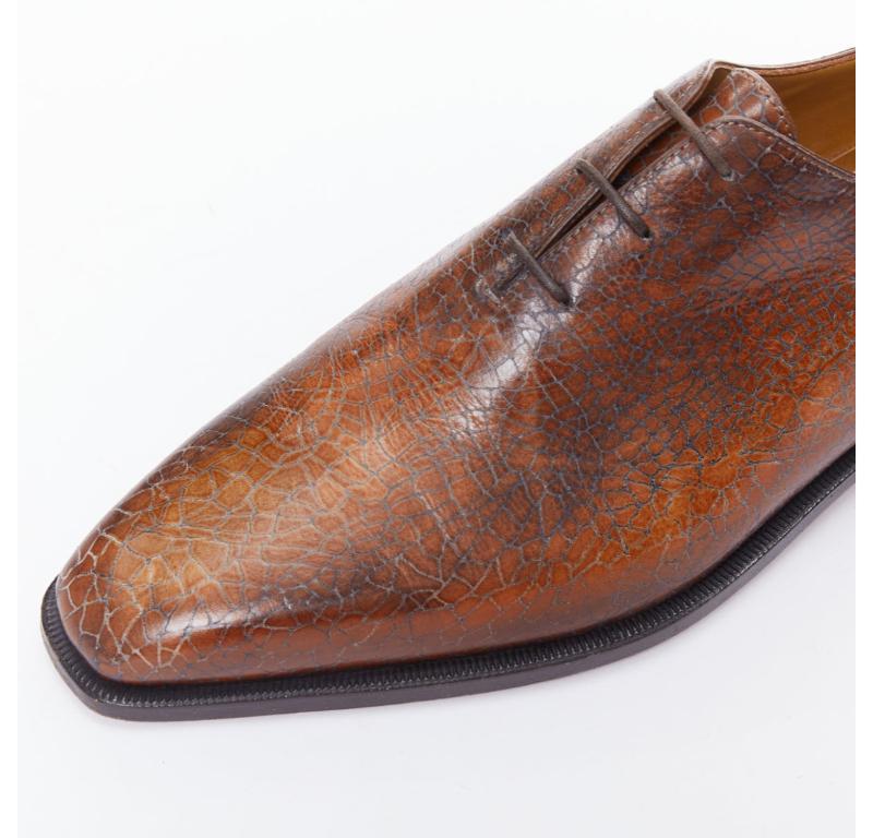 BERLUTI chaussures à lacets en cuir texturé marron UK7 EU41 2