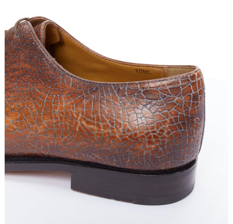 BERLUTI chaussures à lacets en cuir texturé marron UK7 EU41 3
