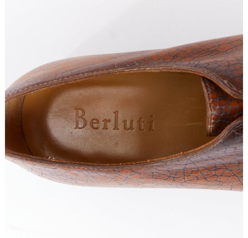 BERLUTI chaussures à lacets en cuir texturé marron UK7 EU41 4