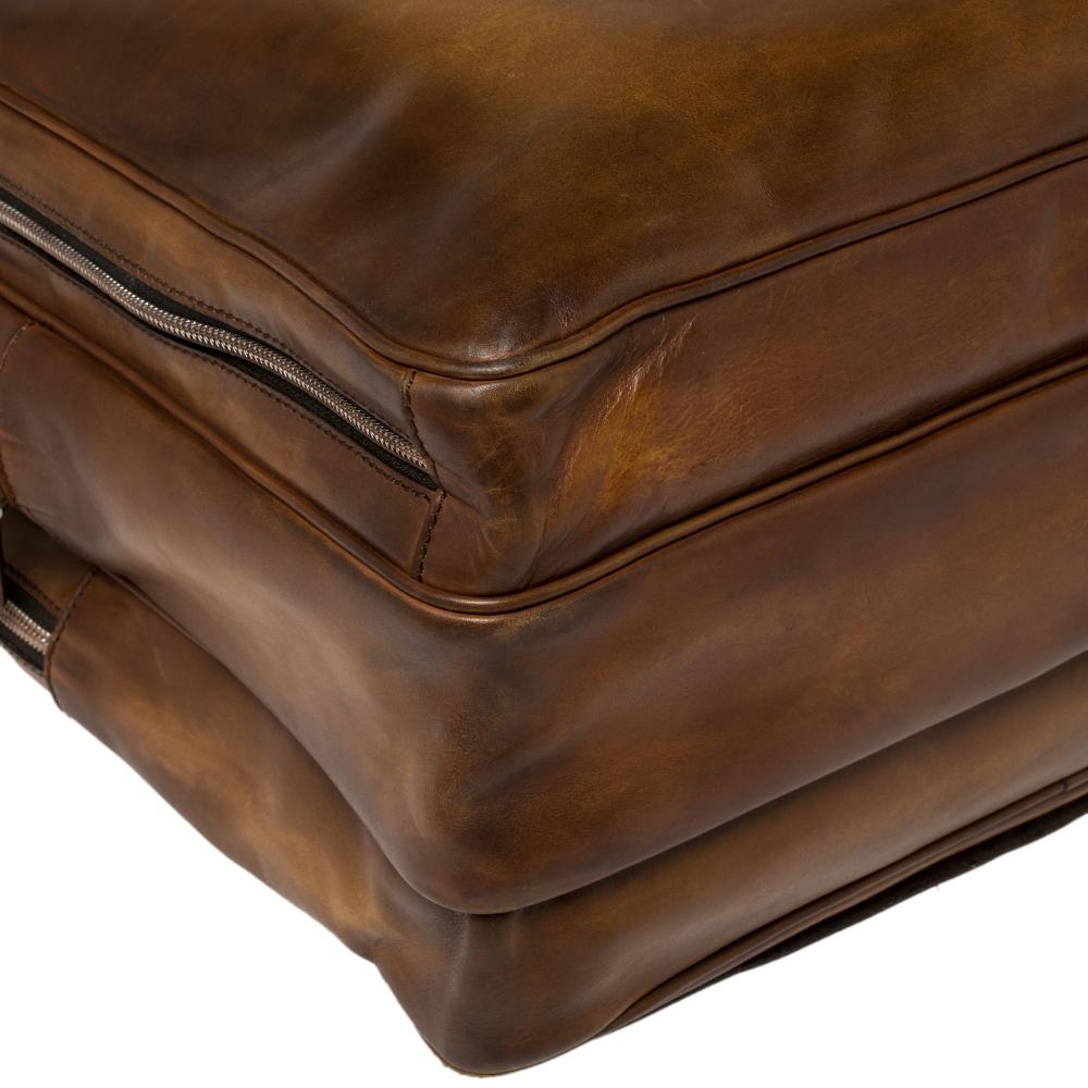 Berluti Brown Venezia Leather Deux Jours Briefcase In Good Condition In Dubai, Al Qouz 2
