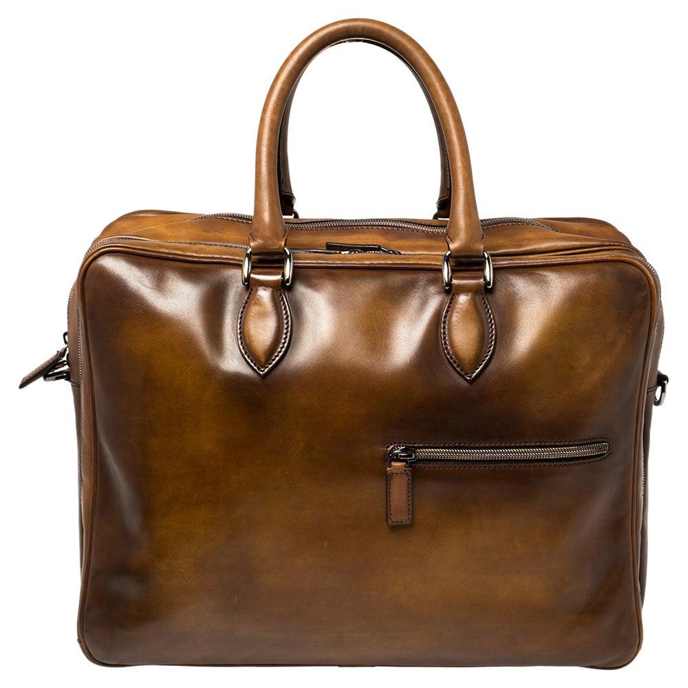 Berluti Brown Venezia Leather Deux Jours Briefcase at 1stDibs