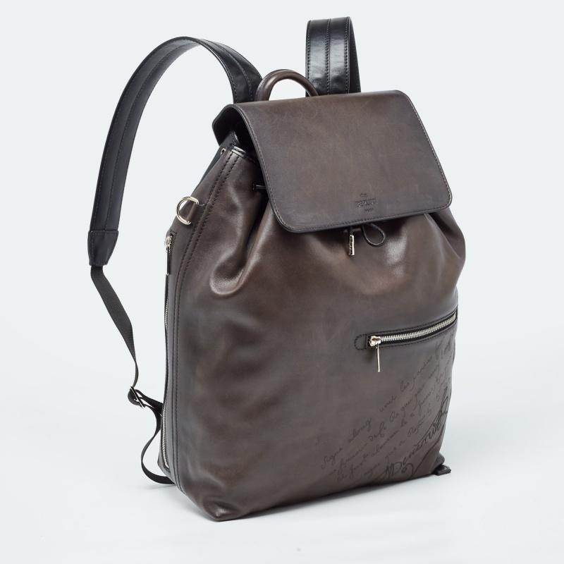 Berluti Dark Brown Leather Day Out Scritto Backpack 12