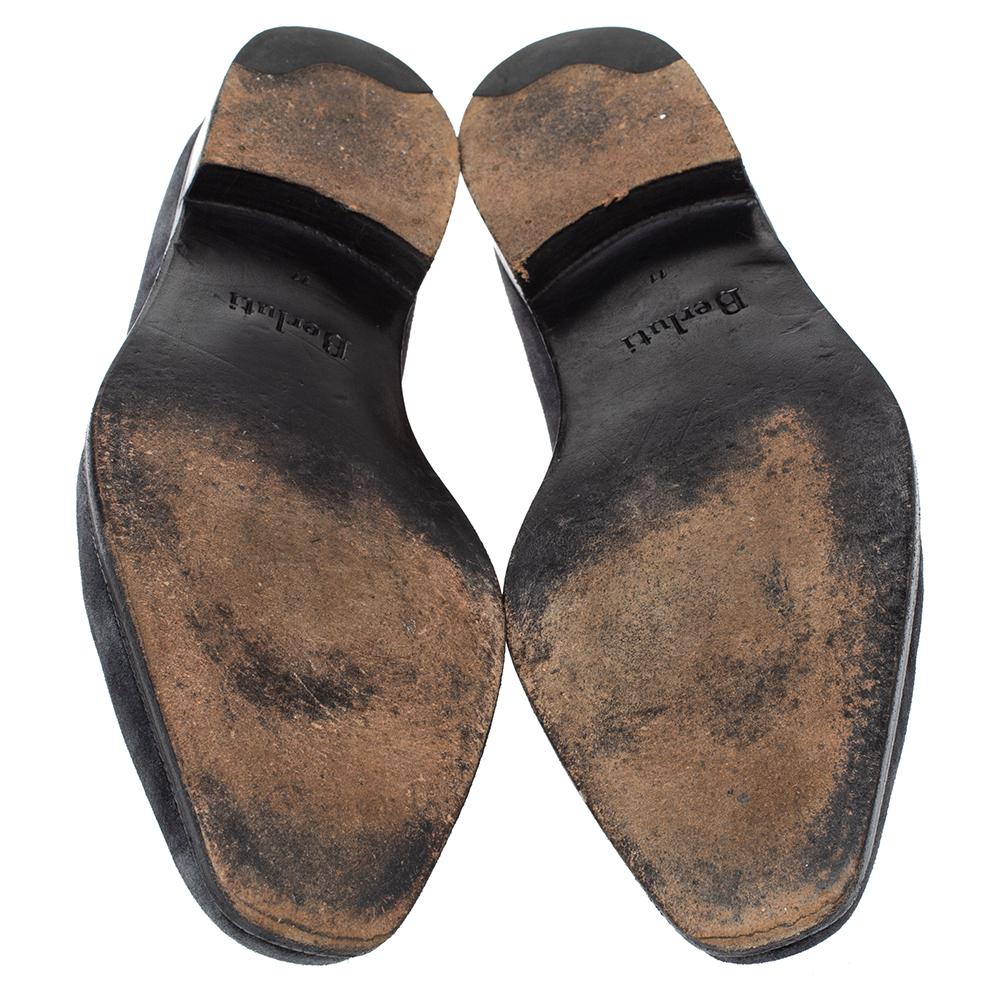 Berluti Dark Grey Suede Andy Penny Loafers Size 45 In Fair Condition In Dubai, Al Qouz 2