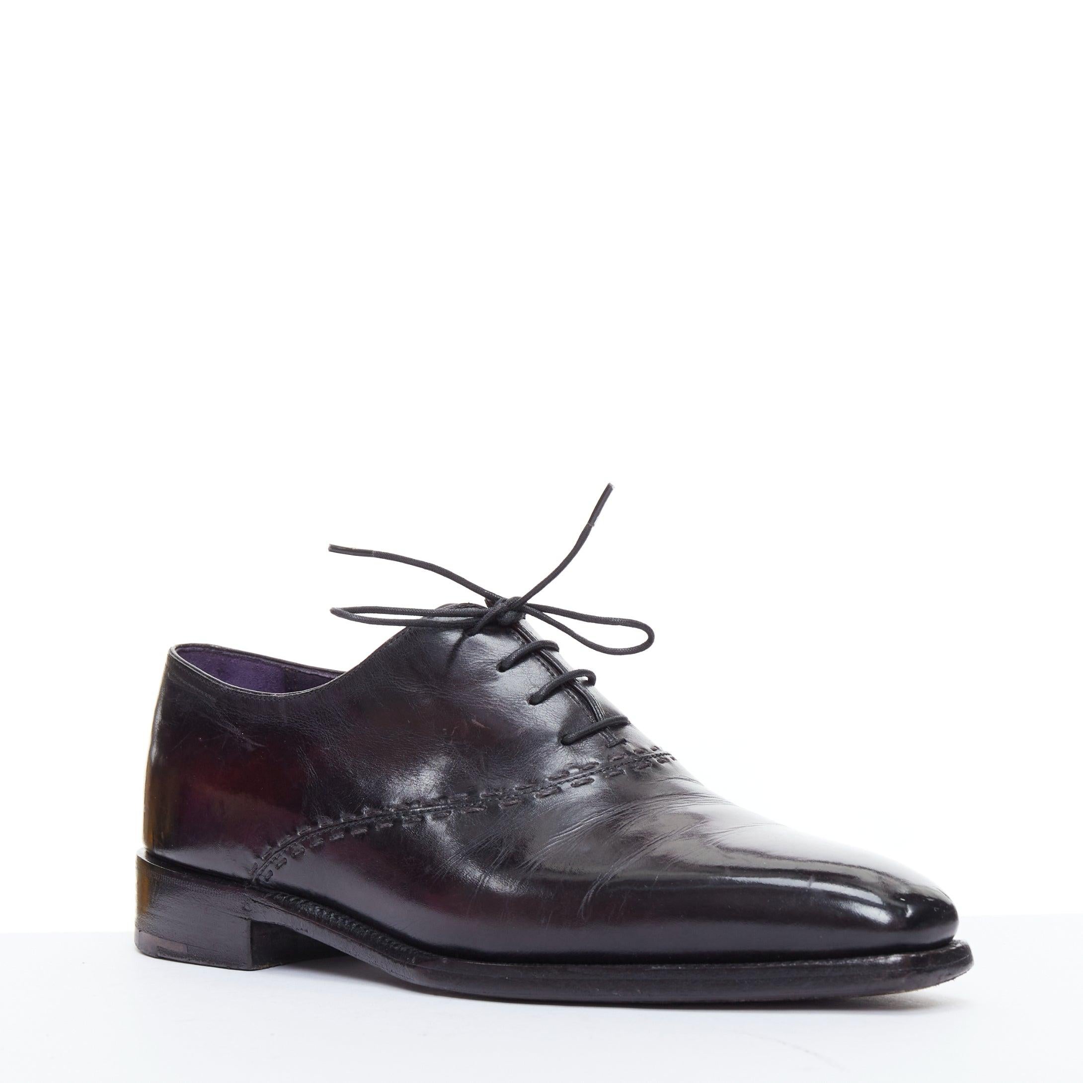 BERLUTI dark purple overstitched brushed leather brogue shoes UK7 EU41
Reference: TGAS/E00074
Brand: Berluti
Material: Leather
Color: Purple
Pattern: Solid
Closure: Lace Up
Lining: Purple Leather
Extra Details: Overtitched