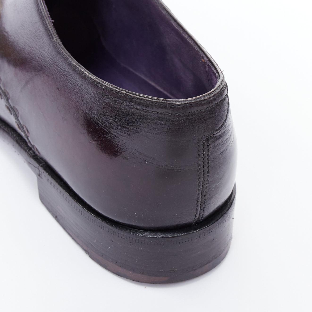 BERLUTI dark purple overstitched brushed leather brogue shoes UK7 EU41 For Sale 3