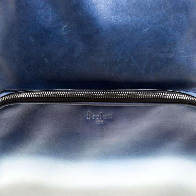 Black Berluti Gradient Blue/White Polished Leather Time Off Dégradé Backpack