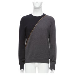 BERLUTI gris negro amarillo piel de cordero punto lana cachemira jersey partido M