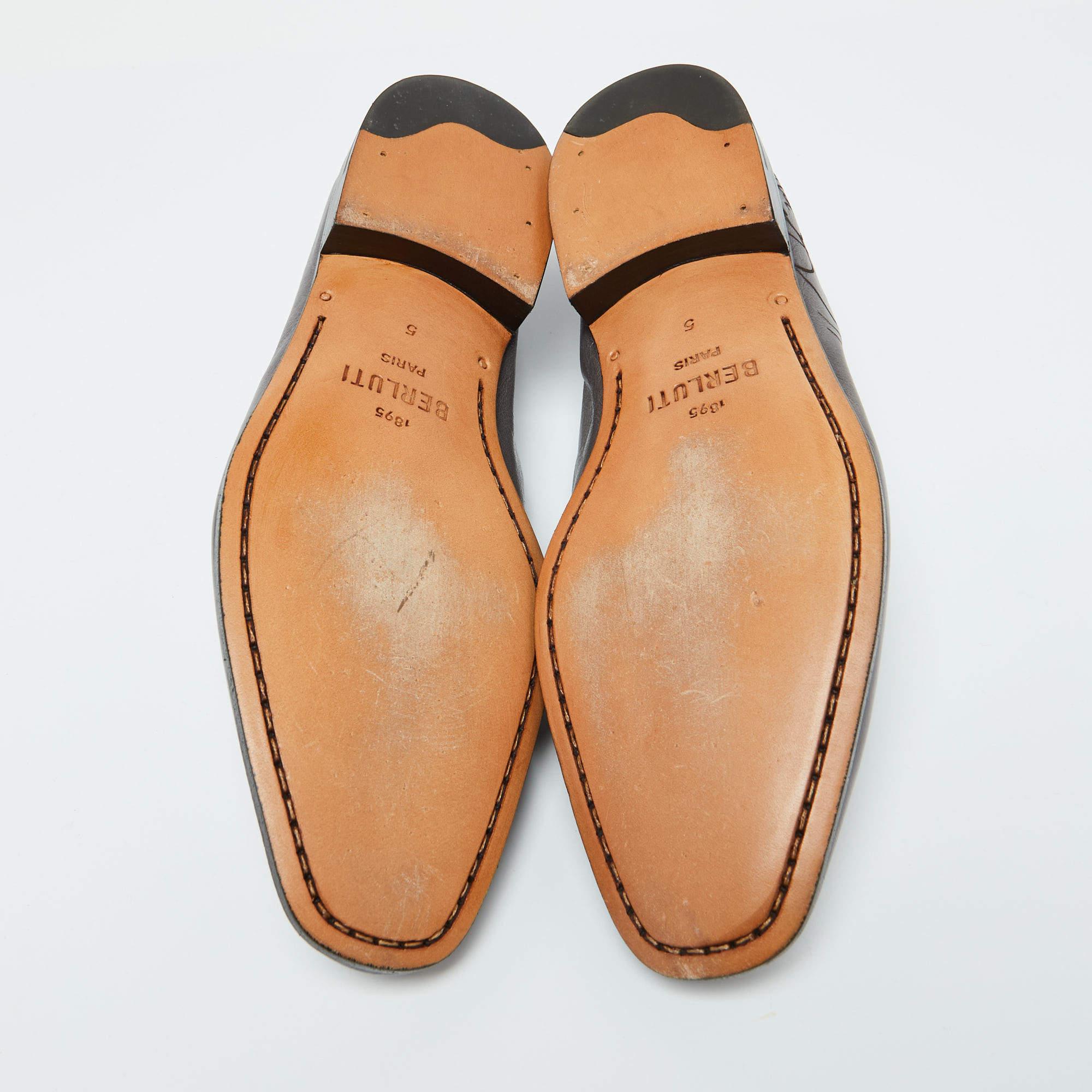 Berluti Grey Leather Lorenzo Scritto Loafers Size 39 1