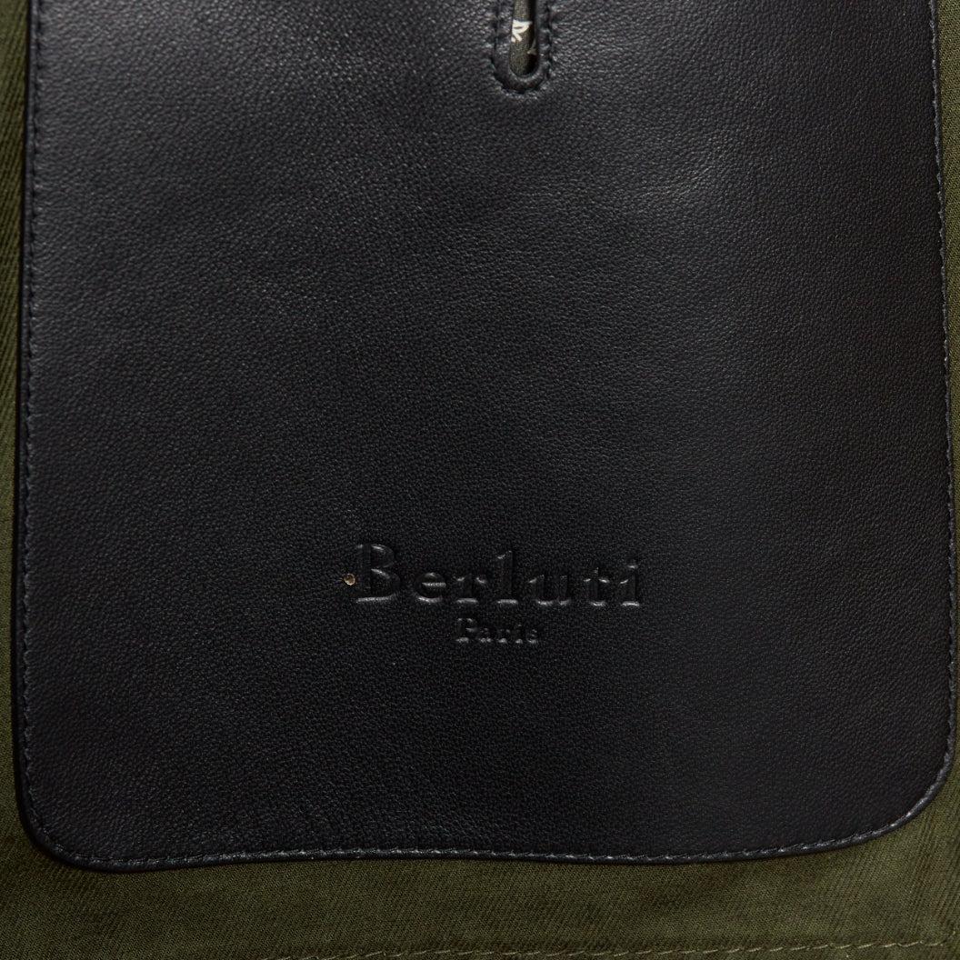 BERLUTI Haider Ackermann Runway green cotton leather back safari coat IT50 L For Sale 6