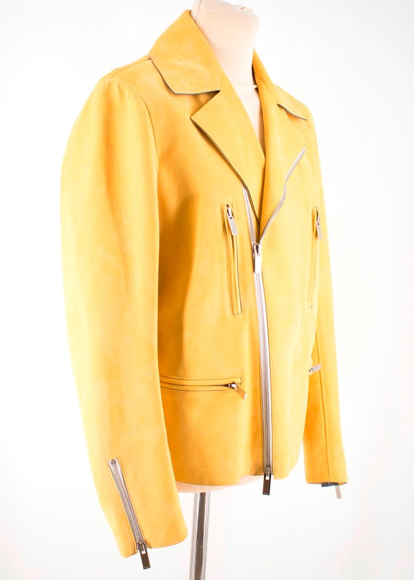 Heider Ackermann for Berluti 

Berluti Kadn Yellow Biker Jacket. Made from smooth yellow leather with silver details. Designed for a slim fit. 

- Zipped cuffs
- Four front zipped pockets
- Zip fastening
- Outer: 100% Calfskin
- Inside: 100%
