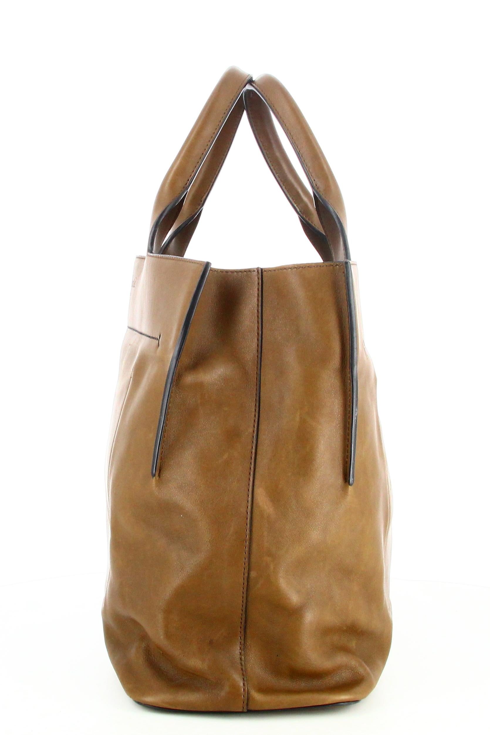 Brown Berluti Khaki Leather Tote Bag 