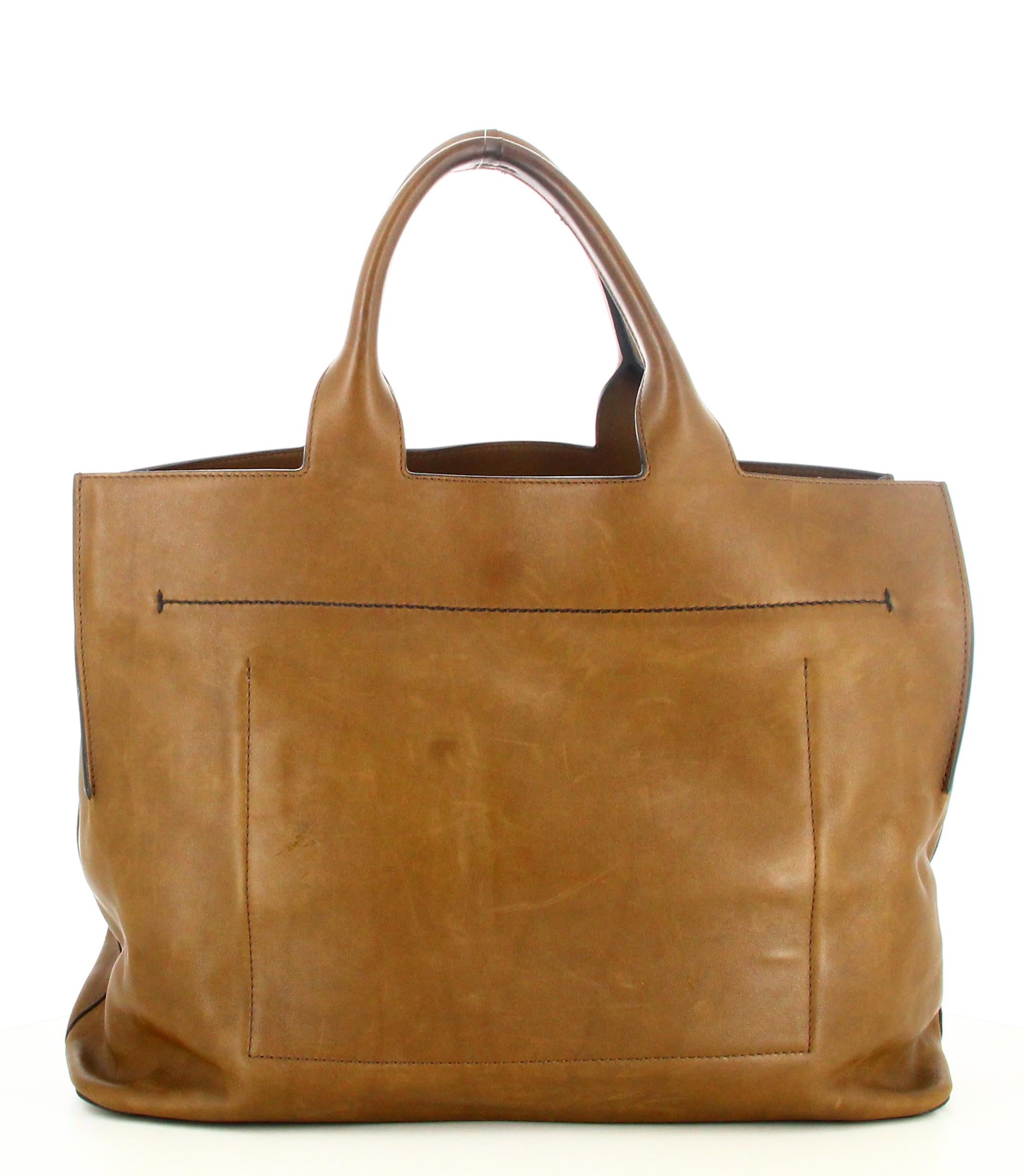 Men's Berluti Khaki Leather Tote Bag 
