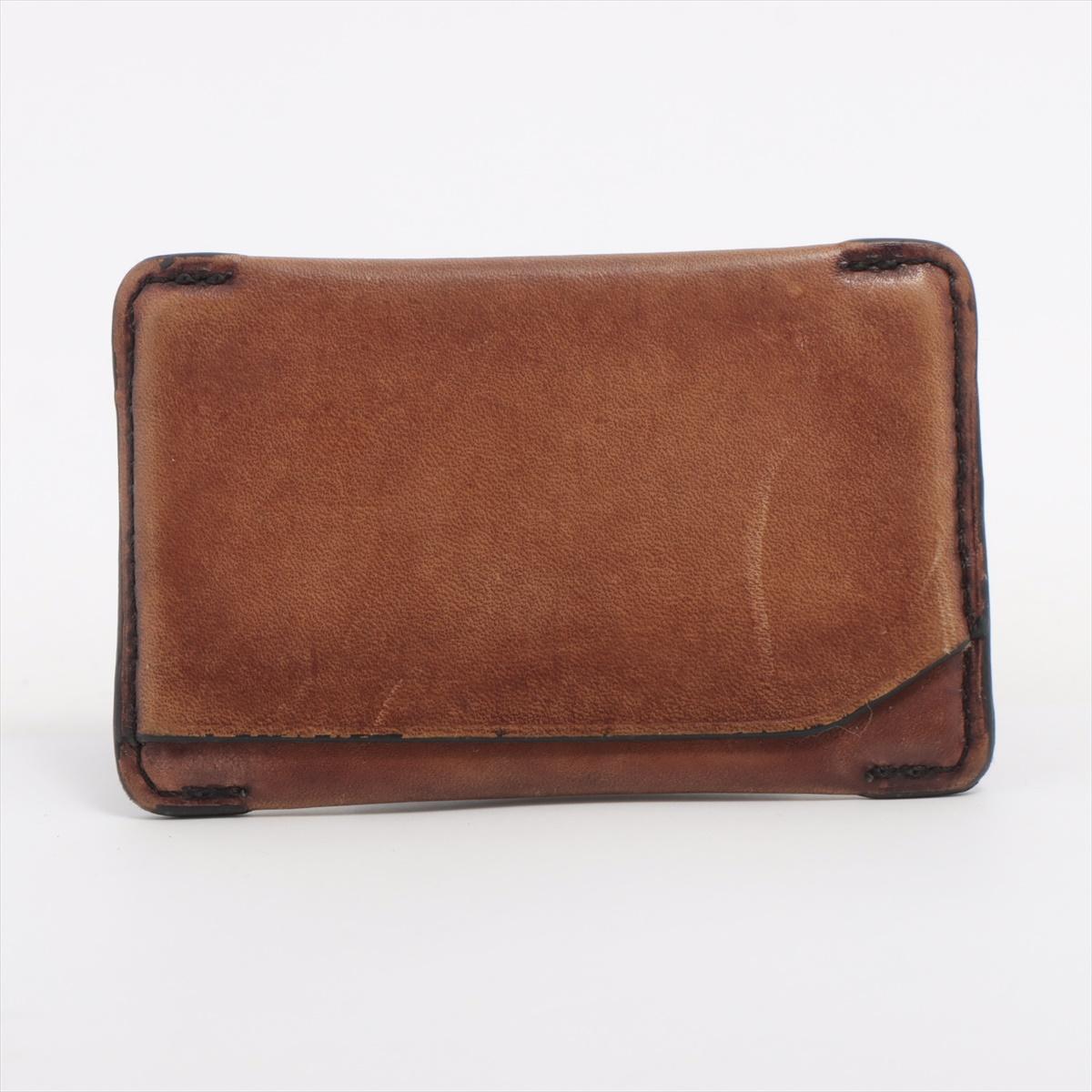 Berluti Logo Leather Card Case Brown In Good Condition For Sale In Humacao, PR