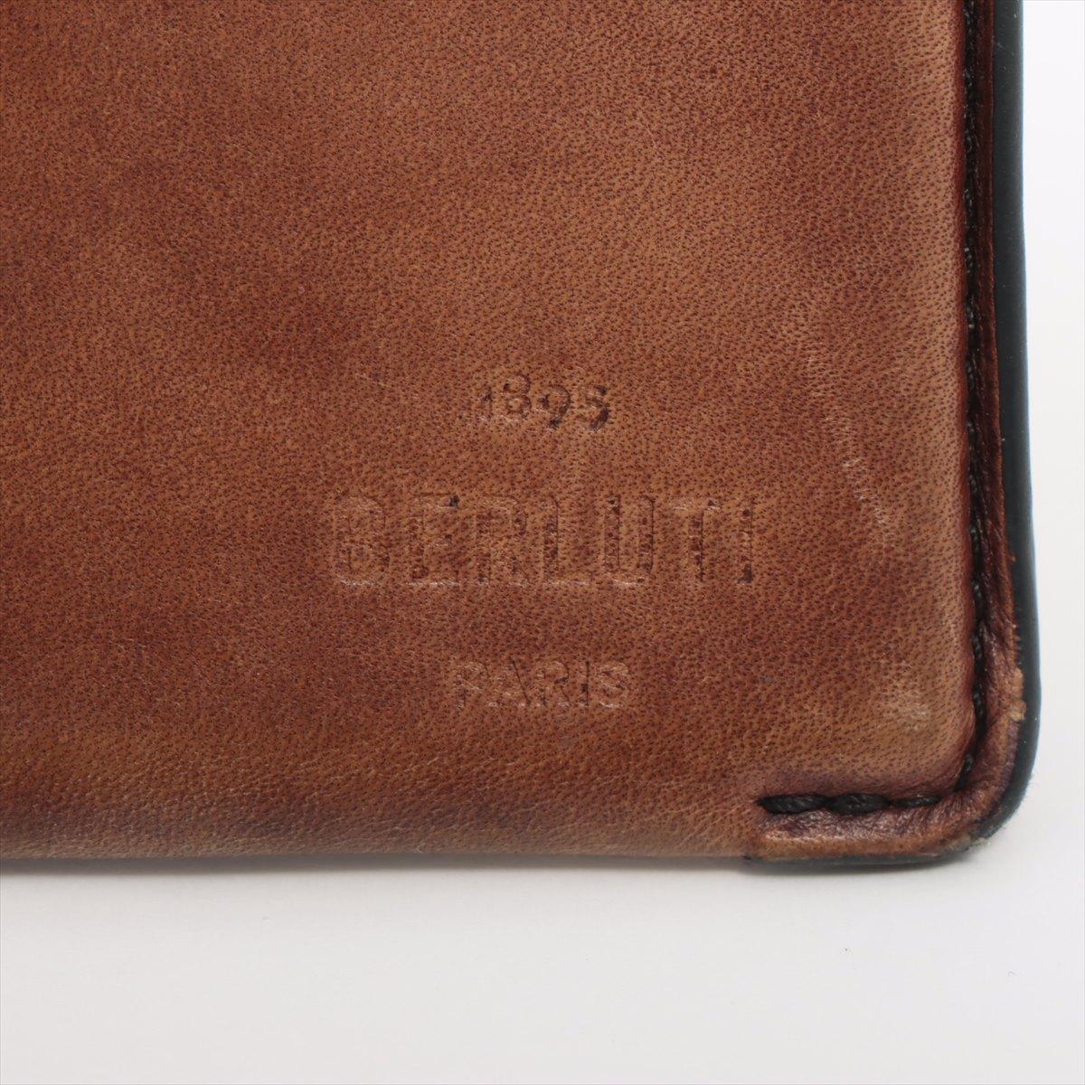 Berluti Logo Leather Card Case Brown For Sale 2