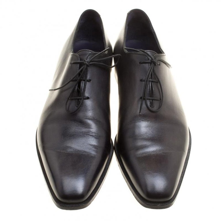 Berluti Shadow Grey Leather Alessandro Oxfords Size 42.5 For Sale at ...