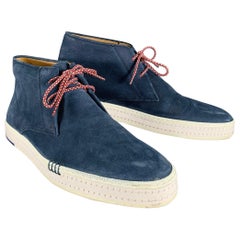 Berluti Taglia 10.5 Stivali Chukka alla Caviglia in Pelle Scamosciata Blu