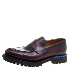 Berluti Two Tone Burgundy Leather Penny Loafers Size 42