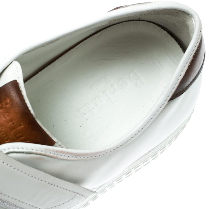 Berluti White Leather Playfield Velcro Sneakers Size 43.5 In Good Condition In Dubai, Al Qouz 2