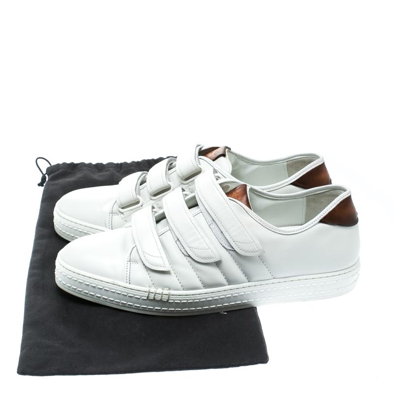 Men's Berluti White Leather Playfield Velcro Sneakers Size 43.5