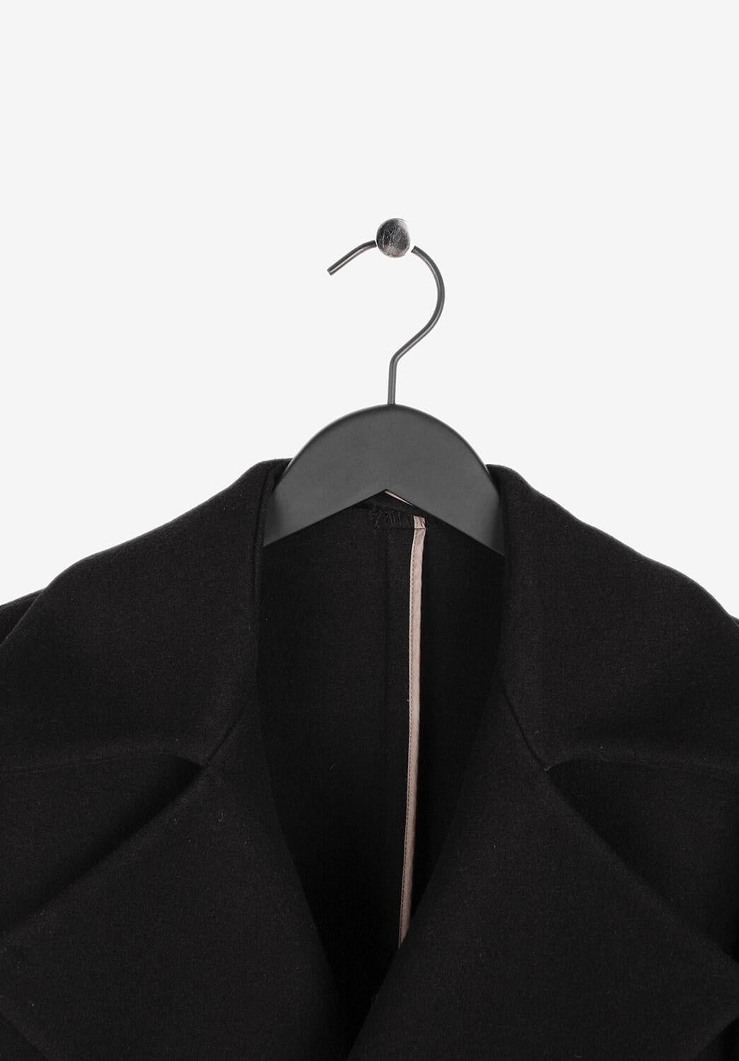 Item for sale is 100% genuine Berluti Wool Peacoat
Color: Black
(An actual color may a bit vary due to individual computer screen interpretation)
Material: 100% wool
Tag size: 52R (runs Medium/Slim L)
This jacket is great quality item. Rate 9 of 10,