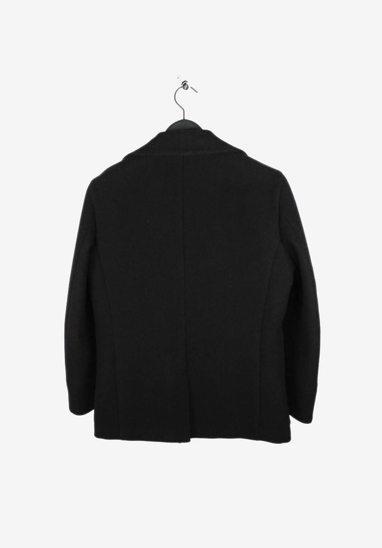 Chanel FR36 Black Shearling Pea Coat Jacket For Sale at 1stDibs