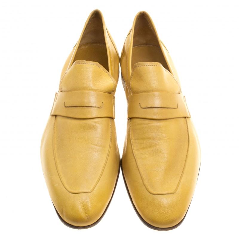 Berluti Yellow Leather Lorenzo Loafers Size 42.5 (Gelb)