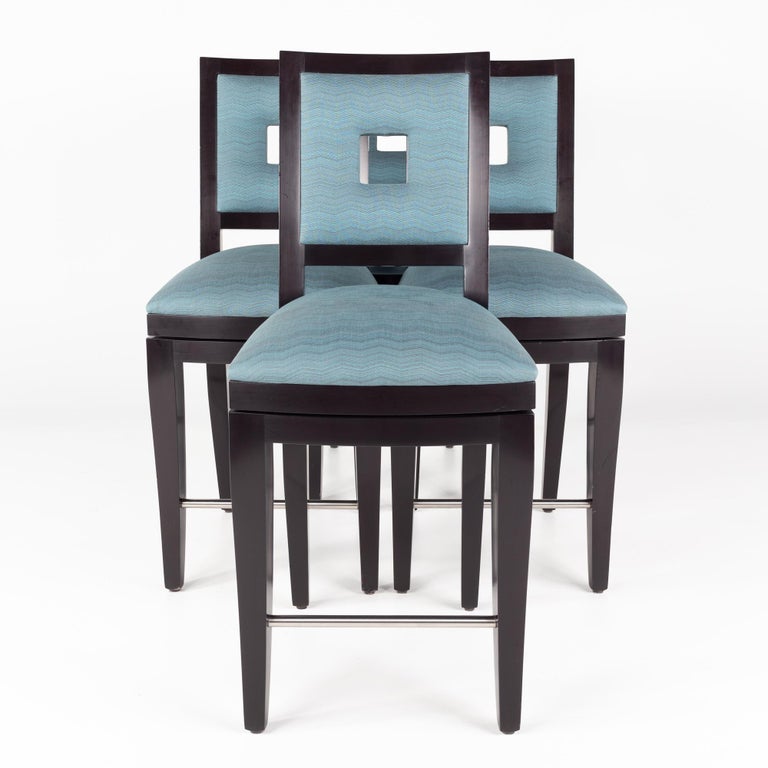 Berman Rosetti contemporary bar stools - Set of 4

These barstools measure: 19 wide x 21 deep x 42.5 inches high, with a seat height of 26.5 inches

This set is in excellent vintage condtion with a few small scratches and nicks in the black