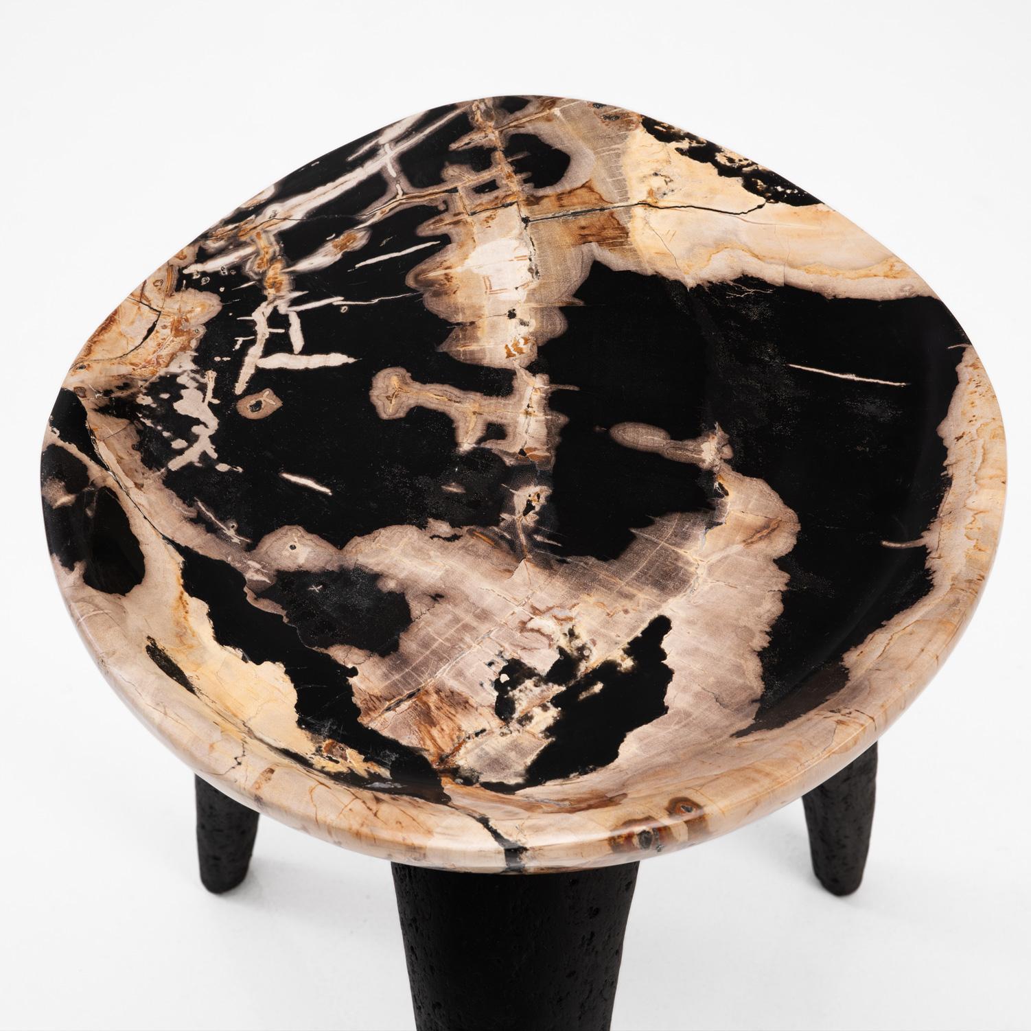 Bermuda Triangle • Hand-Carved Solid Petrified Wood Stool by Odditi In New Condition For Sale In CAROOL, NSW, AU